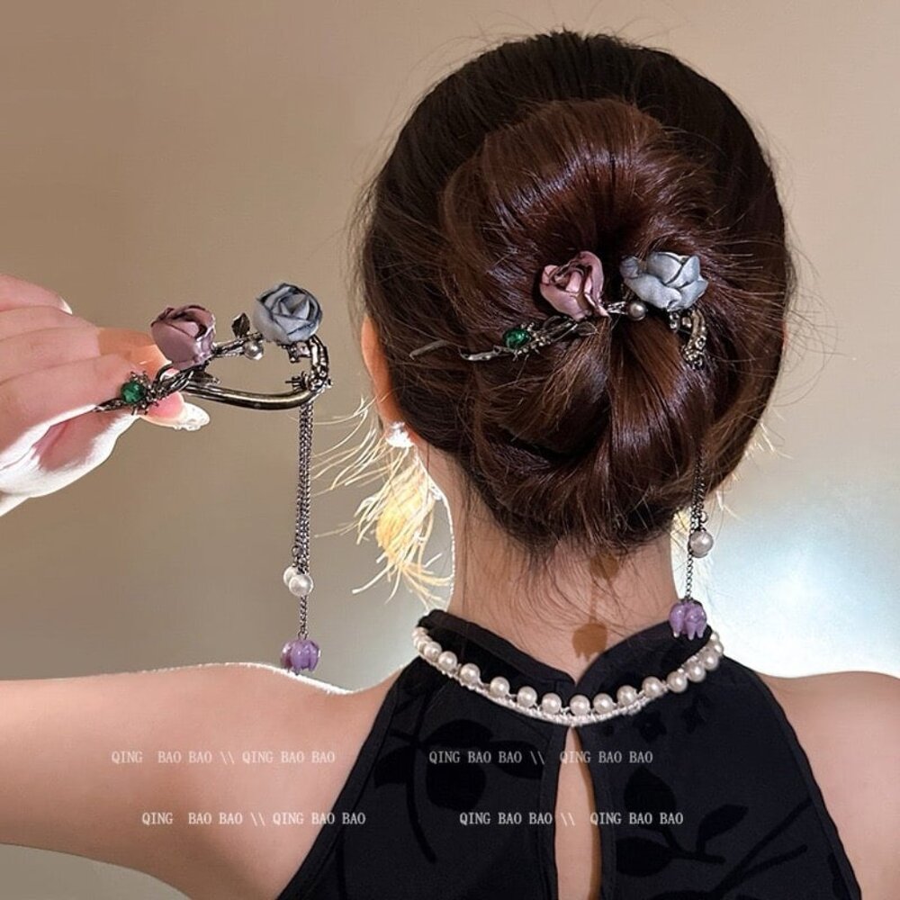 High-end ancient style hairpin back of the head clip head ornament - Picture 3 of 6